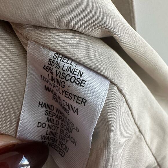 HALSTON Linen-Blend Long Line Sleeveless Blazer Vest – Size M 90s minimalism - Picture 4 of 6